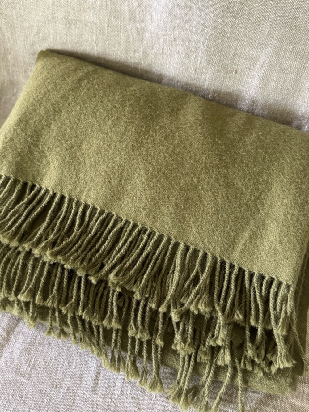 Crate & Barrel Baby Alpaca Throw Green